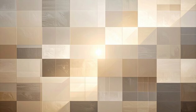 Abstract geometric pattern with warm sunlight and soft shadows.