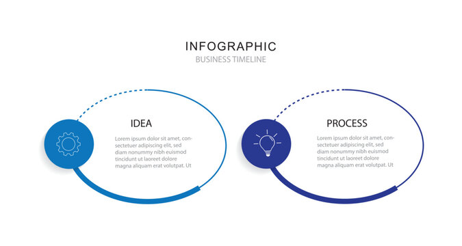 Business infographic template. 2 Step timeline journey. Process diagram, 2 options on white background, Infograph elements vector illustration.