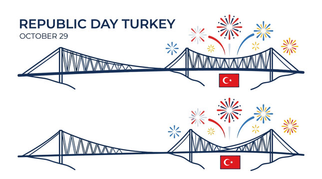 Turkey Republic Day October 29 Celebration Bridge Fireworks