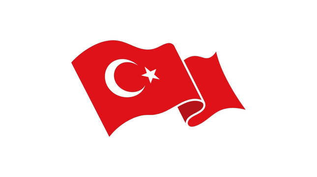 Waving Flag of Turkey Isolated on White Background