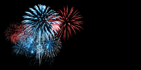 Obraz premium Red and Blue Fireworks on Black background