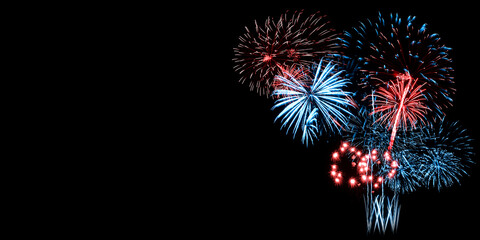 Obraz premium Red and Blue Fireworks on Black background