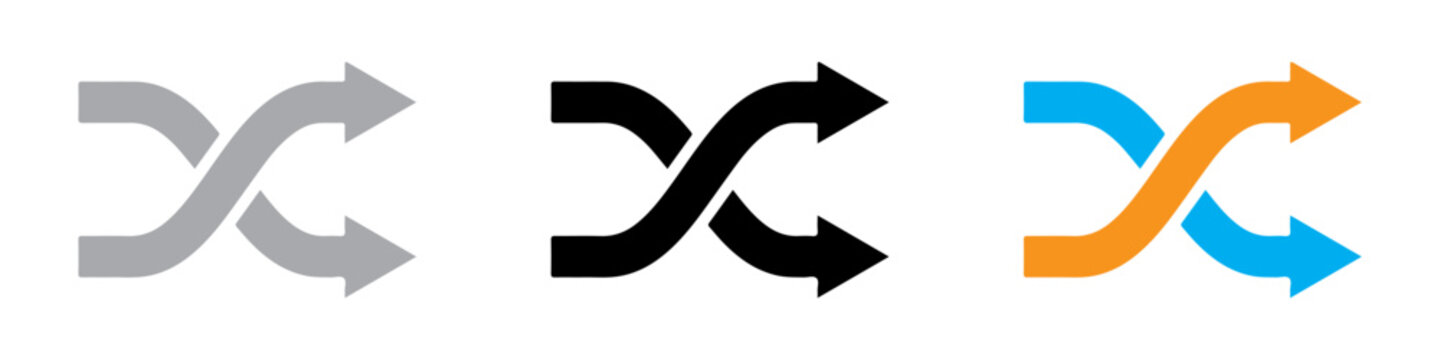 Shuffle icon, logo vector illustration. PNG. Editable stroke. Shuffle Crossing Arrows Icons Set. 