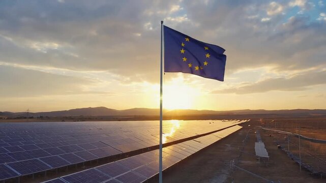 Solar panel farm or solar park in Europe.