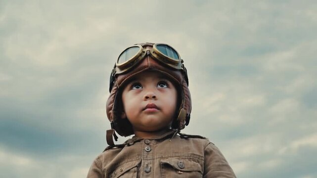 Child dressed as an aviator.