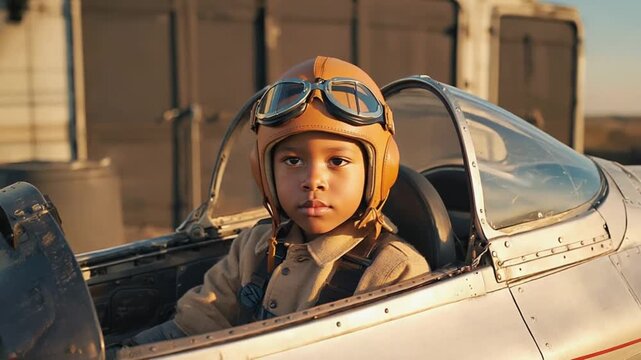 Child dressed as an aviator.