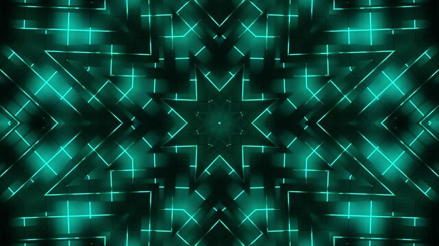 Shining psychedelic kaleidoscope mandala with fractal waves vibrant loop. Hypnotic bloom psychedelic wave and futuristic aesthetics. Digital floral energy kaleidoscope from a top down angle.