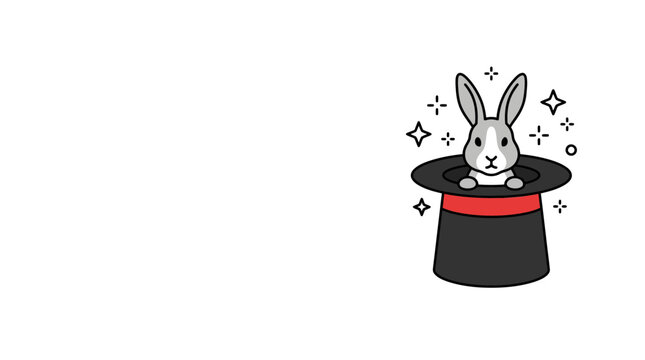 Cute Magic Rabbit in Top Hat Illustration
