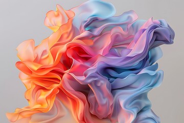 Obraz premium Abstract 3 d of tangled ribbons in pink, orange, and blue