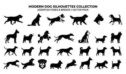 Fototapeta premium Dog silhouette collection vector illustration
