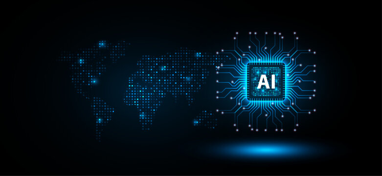 Artificial Intelligence Global Network Technology Background for machine learning, automation, cloud computing, big data, cybersecurity, and digital transformation concepts.