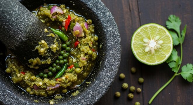 Green chili paste preparation