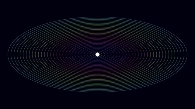 Abstract concentric circles motion background, pulsing neon rings animation, digital technology wave pattern, minimalist geometric loop