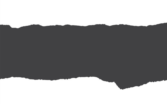 Minimalist vector layout featuring a bold dark grey center section with detailed ripped paper edges between clean white headers and footers.