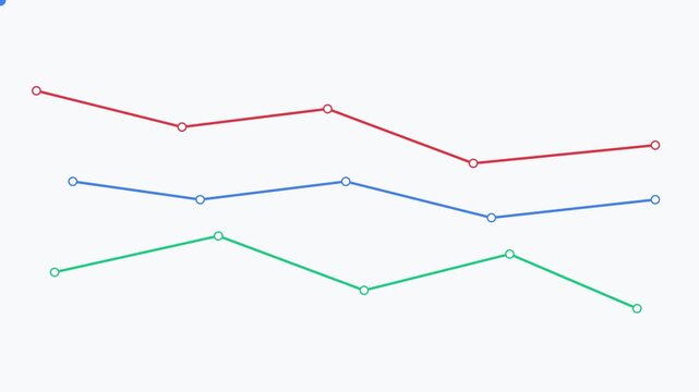 Animated line graph chart with three data trends for business analytics and financial reporting data visualization
