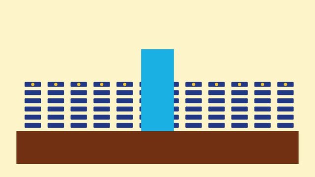 Minimalist flat animation of rising blue bar chart representing business growth and data analytics success