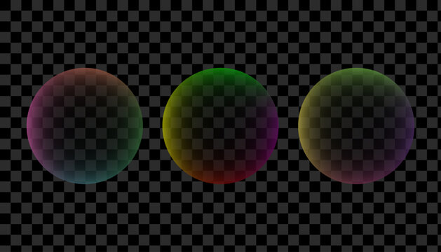 Rainbow Soap Bubbles Set. Multi Colored Iridescent Glass Orbs