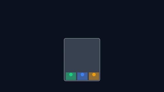 Minimalist motion colorful particles falling into categorized bins for data sorting and organization concept