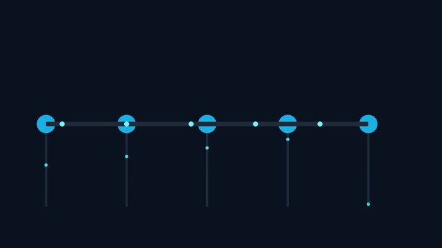 Minimalist timeline infographic animation with pulsing data nodes and connecting lines motion data visualization