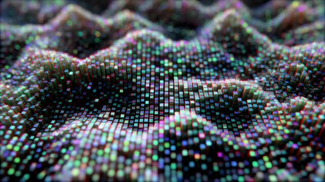 Shimmering Abstract Mosaic Topography with Small Tiles Forming Intricate Contour Patterns Seamless Loop