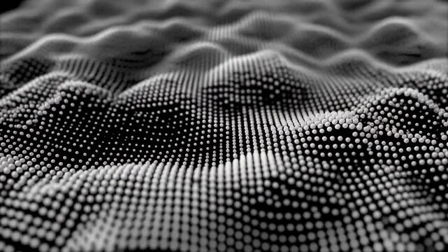 Pointillism Abstract Topography with Millions of Dots Forming a Landscape Appearing and Disappearing