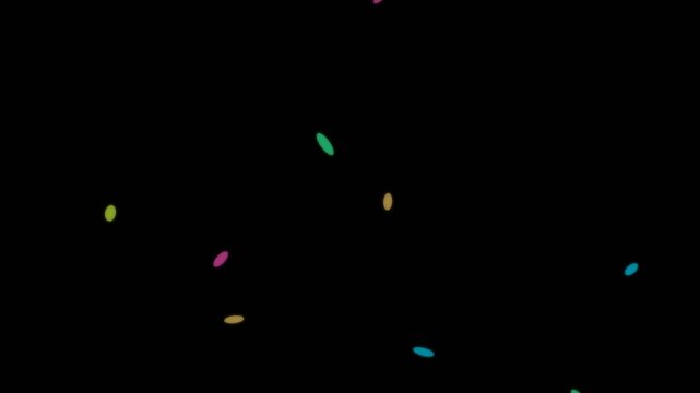 Colorful Sprinkles Falling on Black Background, Sweet Dessert Topping, Confectionery Decoration.