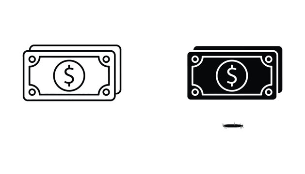 Black and white dollar bill icons comparison