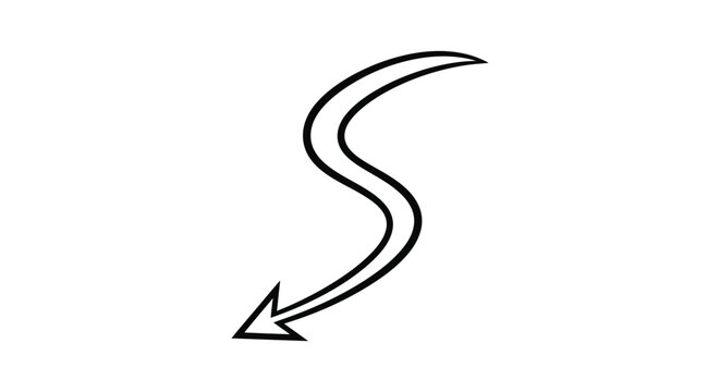 Modern downward arrow icon with squiggly line