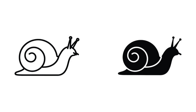 Simple black and white snail and slug vector icons