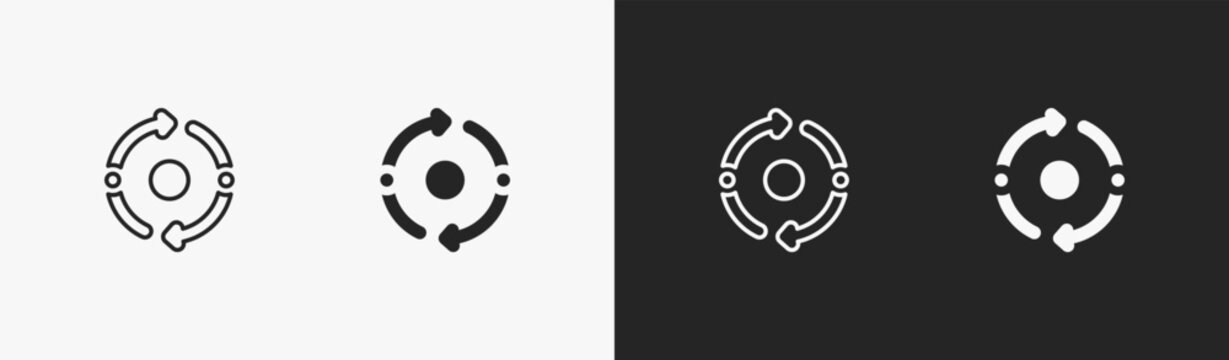 Set of iteration icon in black and white collection