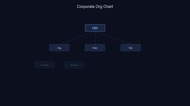 Animated corporate organizational chart hierarchy diagram for business presentations business structure