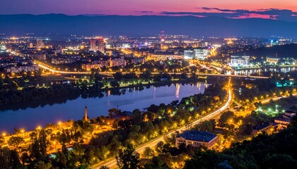 Obraz premium Cityscape at dusk.