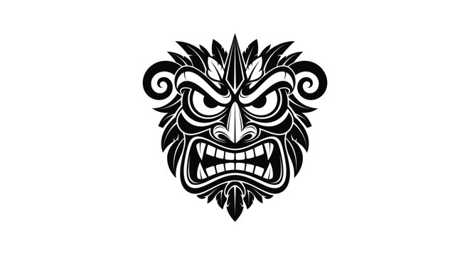 Angry traditional demon mask illustration