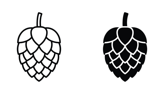 Hops cone icon in black and white