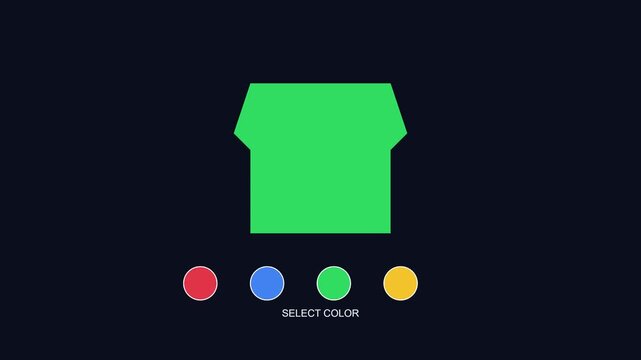 Interactive color selection ui animation with t-shirt for e-commerce and web interface color picker