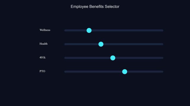 Interactive employee benefits selector dashboard ui animation for hr software and corporate wellness planning