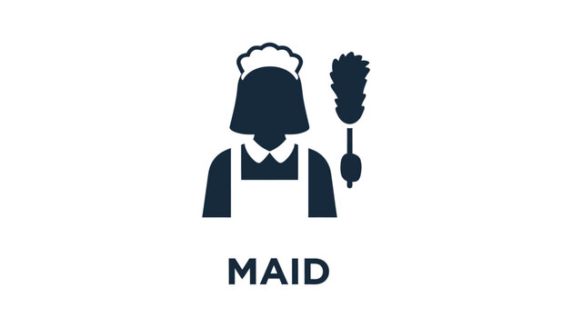 Maid silhouette icon with feather duster