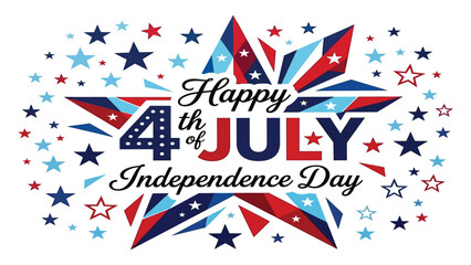 Obraz premium Fourth of July festive star graphic incorporates geometric patterns to celebrate Independence Day.