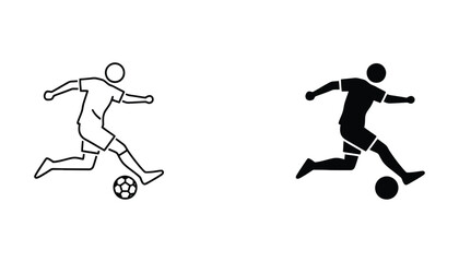 Fototapeta premium Two soccer players kicking ball icon