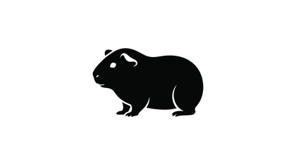 Fototapeta premium Black silhouette of a capybara rodent on white background