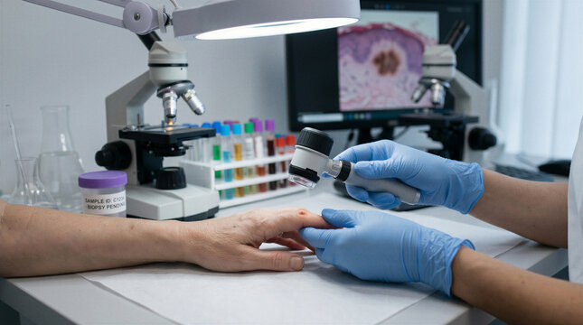 Blood Test Analysis, Medical Laboratory, Healthcare Diagnosis, technician collecting patient blood sample for clinical testing disease screening and preventive healthcare concept