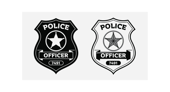 Police officer badge with star and number