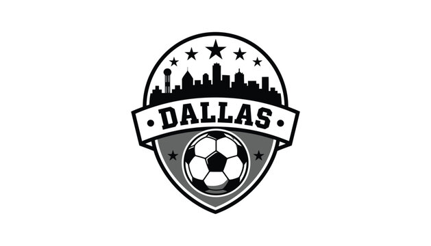 Dallas soccer team shield logo with city skyline