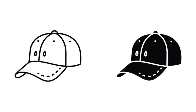 Black and white baseball cap icon pair