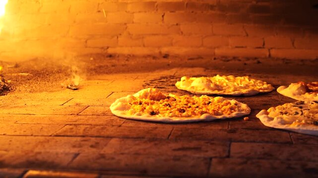 Pizza Saindo do Forno a Lenha Quentinha Preparativos Condimentos