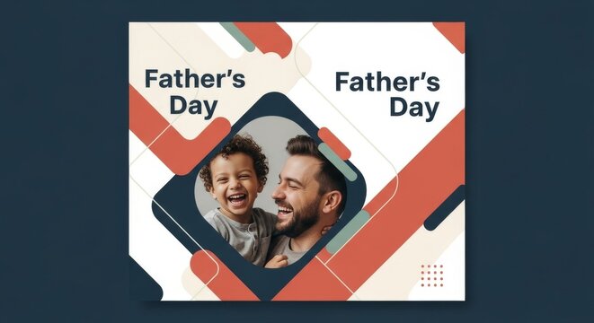 Father and son sharing a laugh, Father's Day graphic. Man and child bonding, warm connection, graphic design.