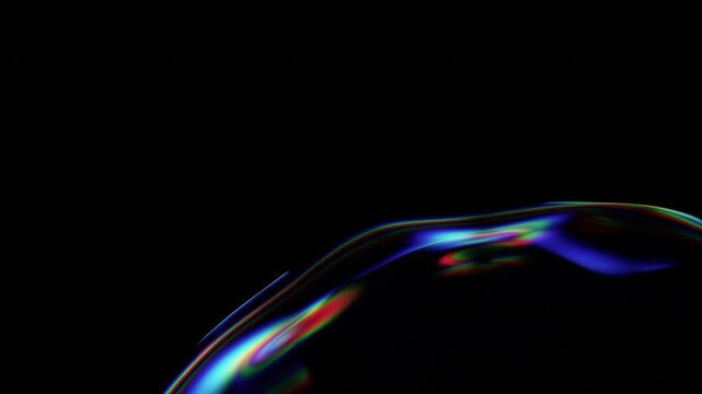 Abstract animation, iridescent wavy surface with color refraction effect, 4k seamless loop 3d animation