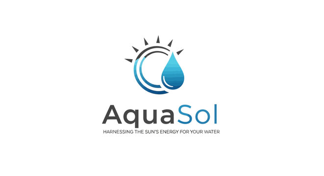AquaSol water droplet logo design.