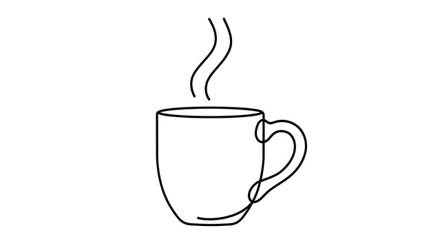 Minimalist black coffee cup with steam illustration.