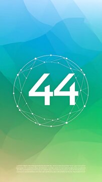 Abstract Blue Green Number 44 Centered in Geometric Network Circle Background